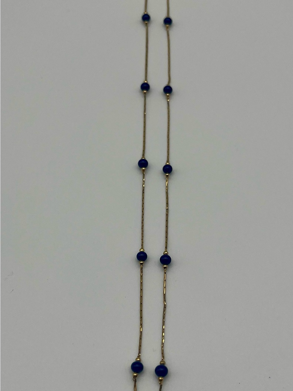 Vintage Monet Gold 18 inch Necklace with Blue Beads